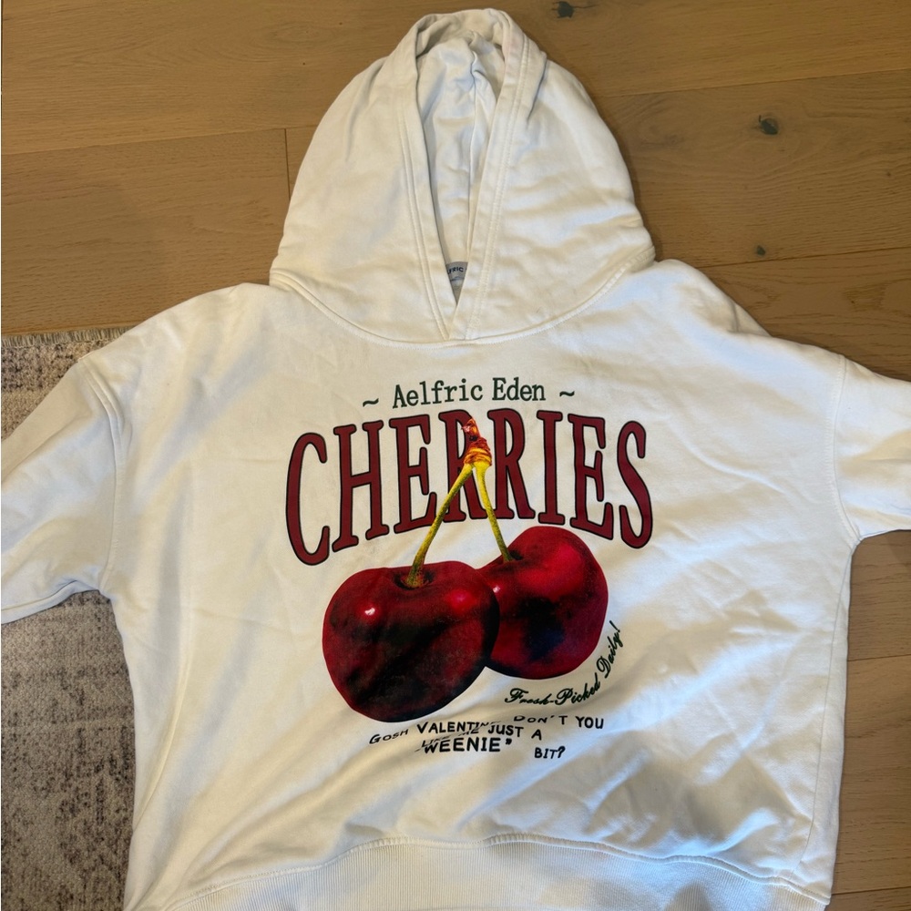 Aelfric Eden White Hooded Sweatshirt with Blue Logo